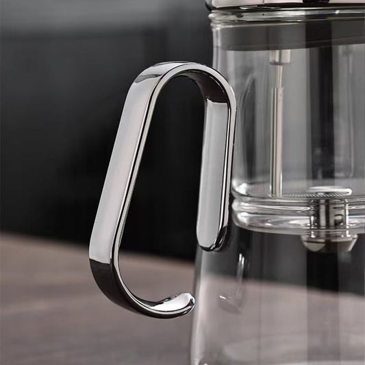Luxury Smoky Glass Gongfu Teapot Set, Magnetic Tea Infuser with 4 Cups & Tray for Home & Office