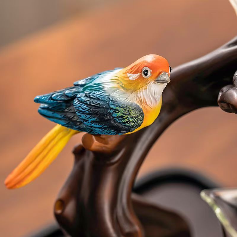 Luxury Handcrafted Automatic Chinese Tea Set with Magpie Sculpture, 6 Cups for Home & Gift