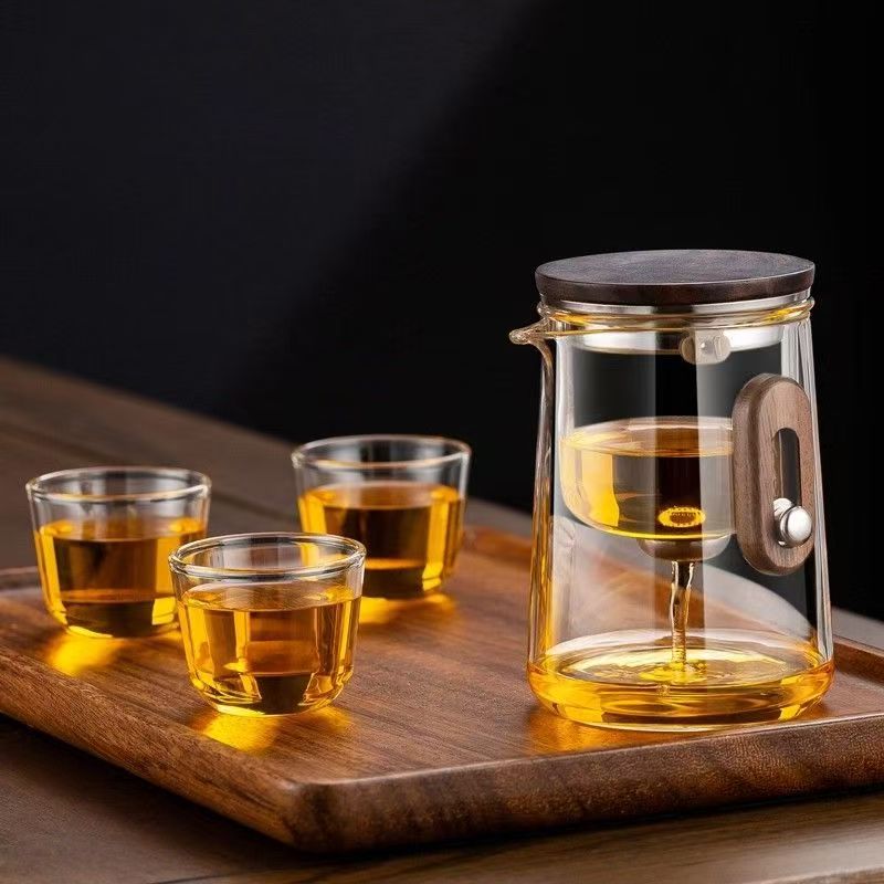 Tea Square Zero-Lever Penguin Teapot Set (1Pot+3Cups) | Portable Glass Tea Maker with Infuser
