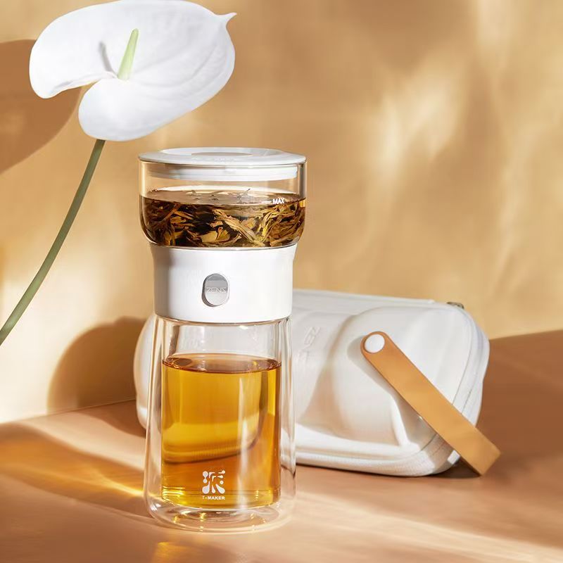 Portable Magnetic Tea Maker, On-the-Go Glass Tea Bottle for Travel & Office