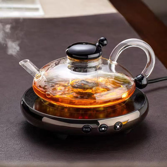 Electric Glass Teapot Warmer Set, Borosilicate Glass Stovetop Teapot with Infuser, Electric Tea Heater for Loose Leaf Tea