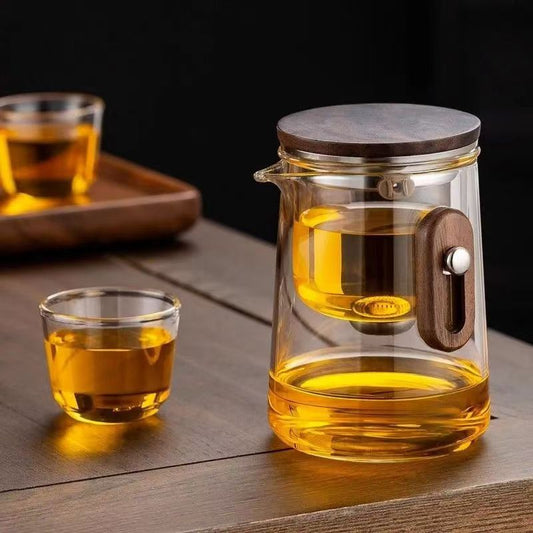 Tea Square Zero-Lever Penguin Teapot Set (1Pot+3Cups) | Portable Glass Tea Maker with Infuser
