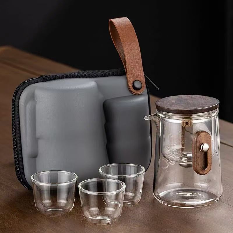 Tea Square Zero-Lever Penguin Teapot Set (1Pot+3Cups) | Portable Glass Tea Maker with Infuser