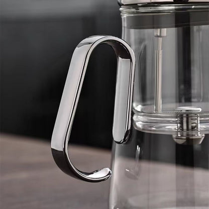 Luxury Smoky Glass Gongfu Teapot Set, Magnetic Tea Infuser with 4 Cups & Tray for Home & Office