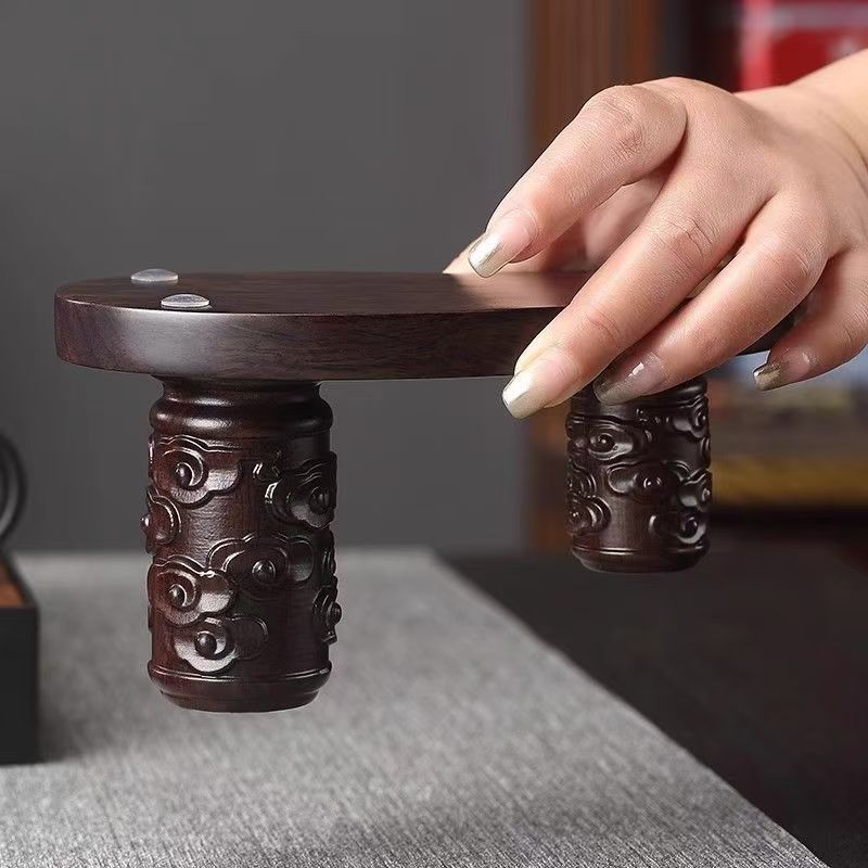 Hand-carved Solid Wood Tea Tool Holder, Traditional Chinese Tea Ceremony Decor