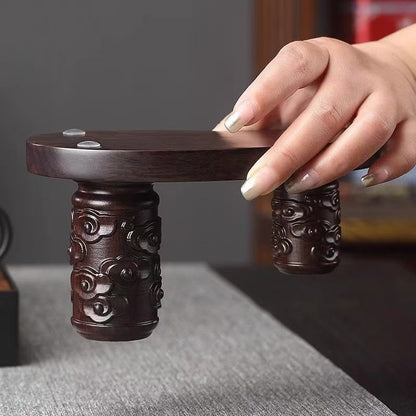 Hand-carved Solid Wood Tea Tool Holder, Traditional Chinese Tea Ceremony Decor