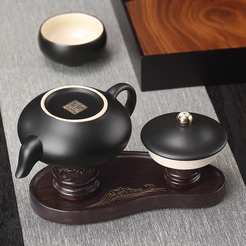 Hand-carved Solid Wood Tea Tool Holder, Traditional Chinese Tea Ceremony Decor