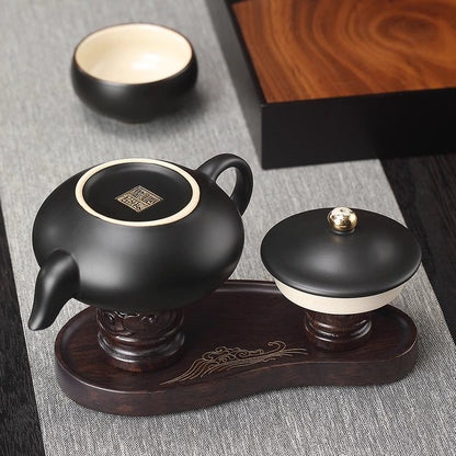 Hand-carved Solid Wood Tea Tool Holder, Traditional Chinese Tea Ceremony Decor
