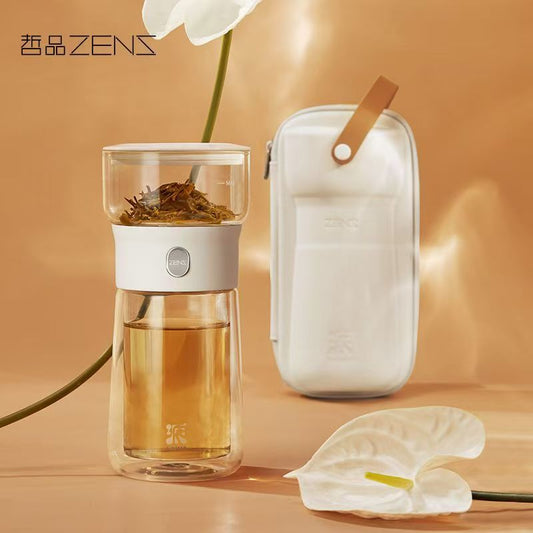Portable Magnetic Tea Maker, On-the-Go Glass Tea Bottle for Travel & Office
