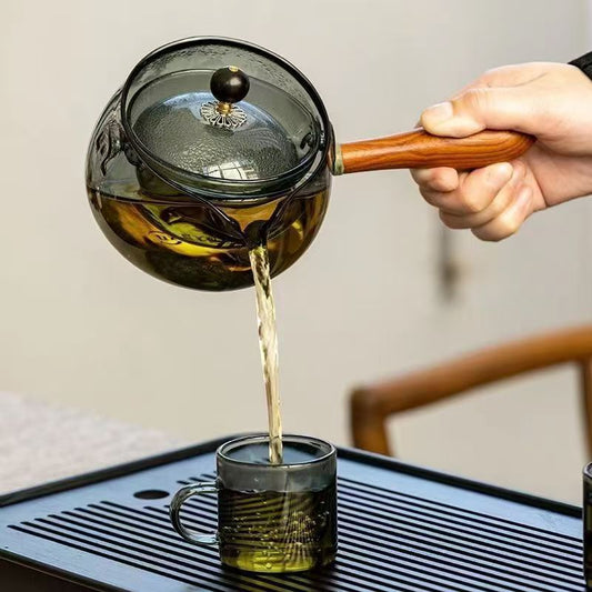 Modern Chinese Gongfu Tea Set with Glass Teapot, Heat-resistant Glass Tea Set for Home & Office