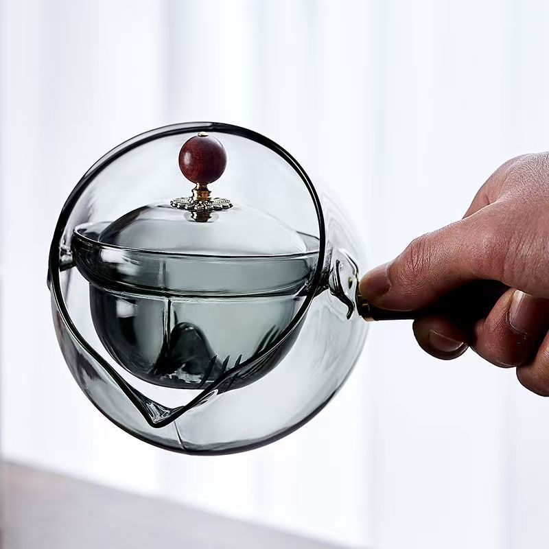 Modern Chinese Gongfu Tea Set with Glass Teapot, Heat-resistant Glass Tea Set for Home & Office