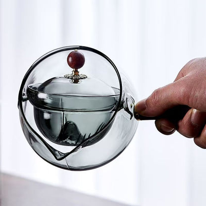 Modern Chinese Gongfu Tea Set with Glass Teapot, Heat-resistant Glass Tea Set for Home & Office