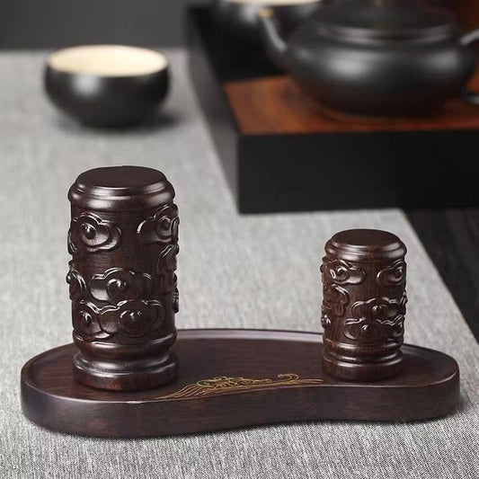 Hand-carved Solid Wood Tea Tool Holder, Traditional Chinese Tea Ceremony Decor